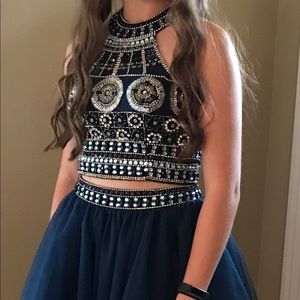 Beautiful Navy Blue Prom Dress - Size 4
